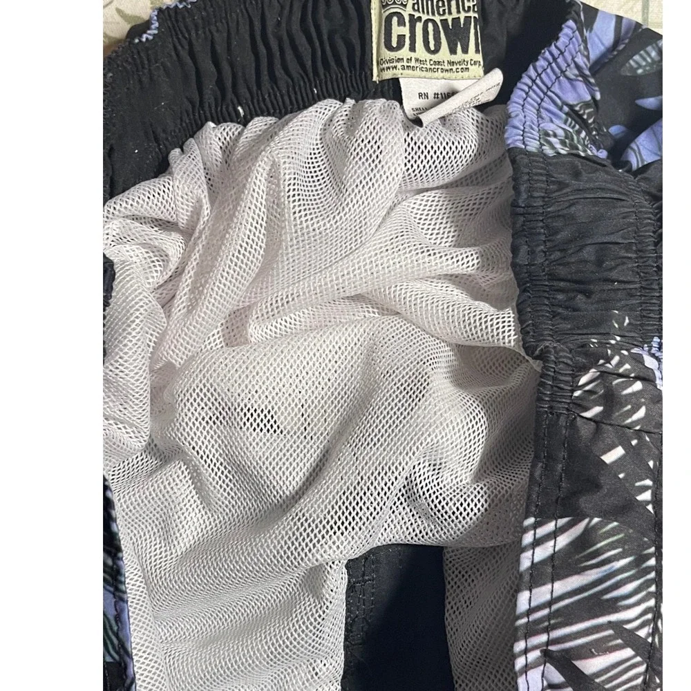 American Crown Mens Wisconsin Tropical Sunset Board Shorts Black 2XL Swim Trunks